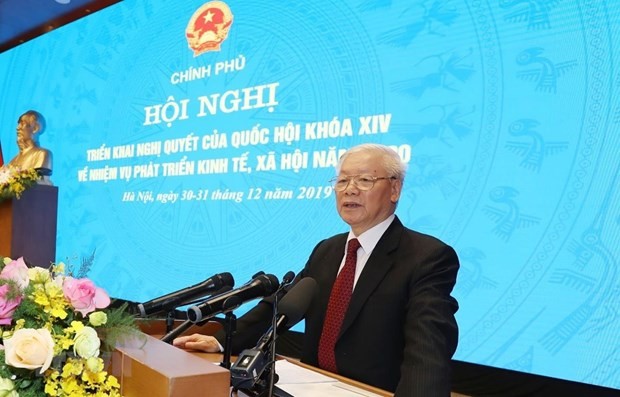  Party General Secretary and State President Nguyen Phu Trong speaks at the event (Photo: VNA) 