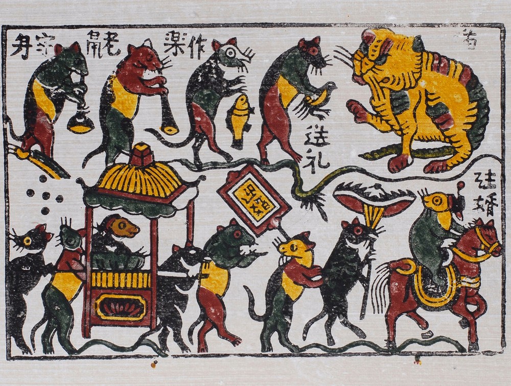 Dam cuoi chuot (Rat's wedding), a popular example of Dong Ho painting