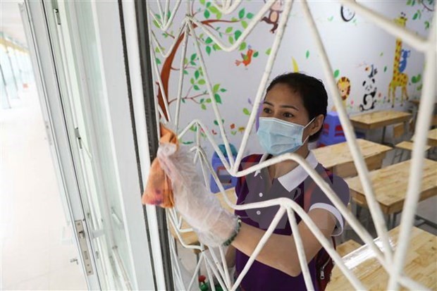 Hanoi cleans up schools to prevent COVID-19. Illustrative image (Photo: VNA)