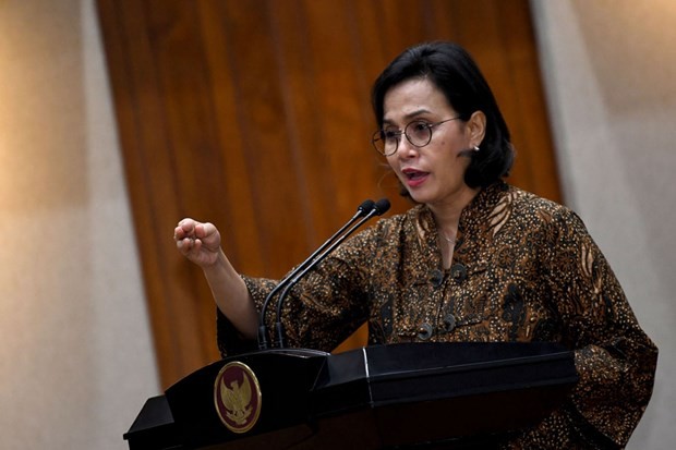 Finance Minister Sri Mulyani Indrawati delivers remarks after the signing of a memorandum of understanding and cooperation agreement at the Office of the Coordinating Economic Minister in Jakarta on Feb. 13. (Photo: Antara)