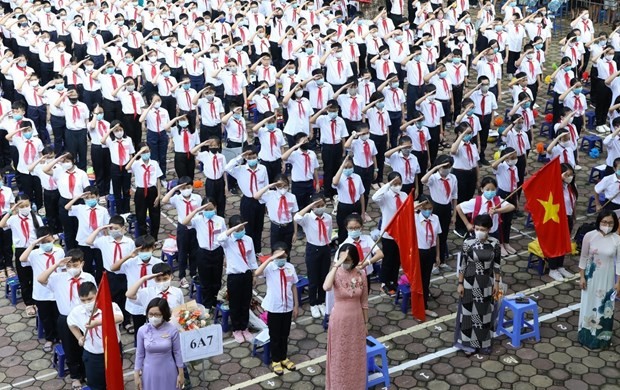 The new schoolyear ceremony at Giang Vo school in Hanoi (Photo: VNA) 