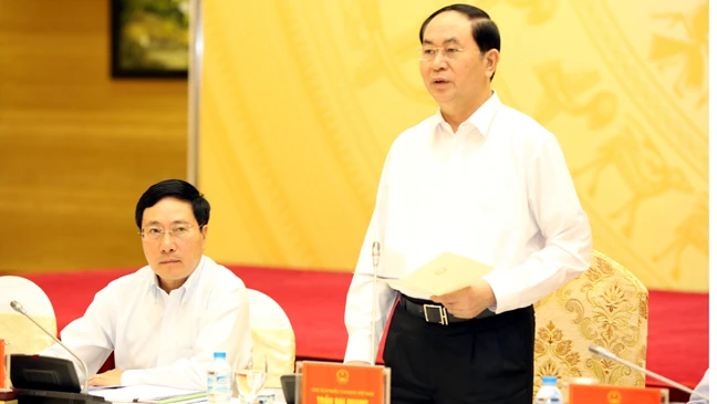 Chủ tịch nước Trần Đại Quang phát biểu chỉ đạo Phiên họp. Ảnh: VGP/Hải Minh