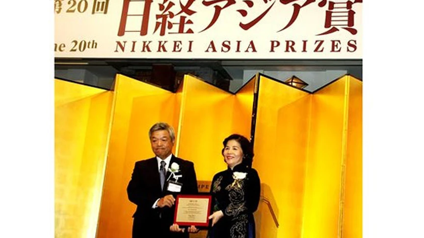 Bà Mai Kiều Liên là người Việt Nam duy nhất đoạt giải trong lĩnh vực “Kinh tế và đổi mới doanh nghiệp” của Giải thưởng Nikkei châu Á năm 2015
