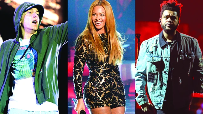 Eminem, Beyonce, The Weeknd (từ trái sang)