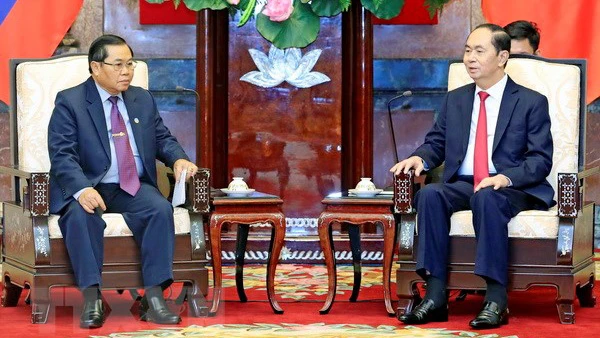 Chủ tịch nước Trần Đại Quang tiếp Phó Chủ tịch Quốc hội Lào Sengnouane Sayalat đang có chuyến thăm chính thức Việt Nam. Ảnh: Nhan Sáng/TTXVN