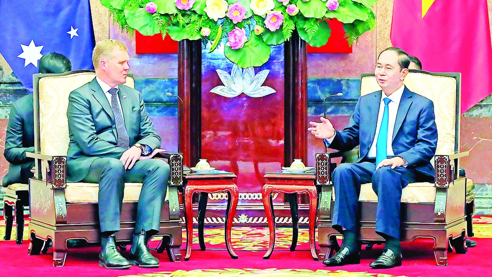 Chủ tịch nước  Trần Đại Quang  tiếp Chủ tịch Hạ viện Australia Tony Smith đang thăm chính thức Việt Nam