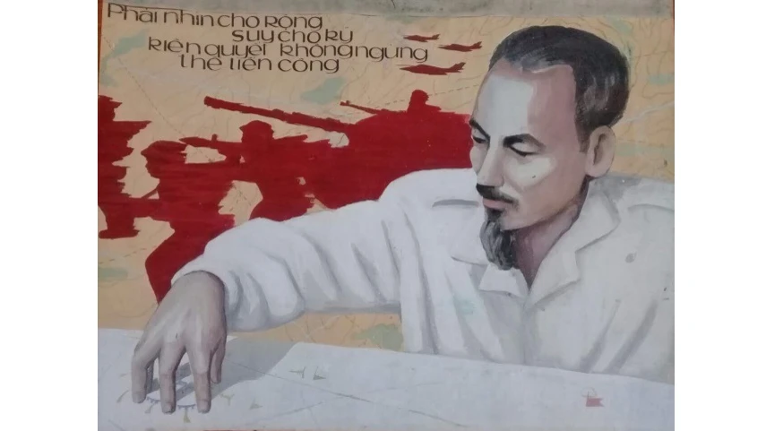 Tranh cổ động của họa sĩ Lê Nhường tặng Bảo tàng Hồ Chí Minh