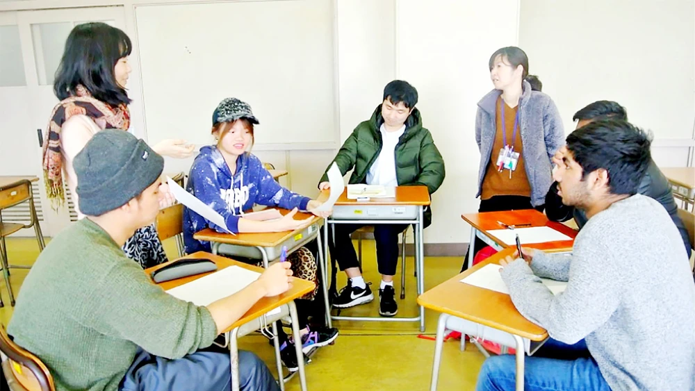 Một lớp học hỗ trợ du học sinh tại Trường Sagami Koyokan