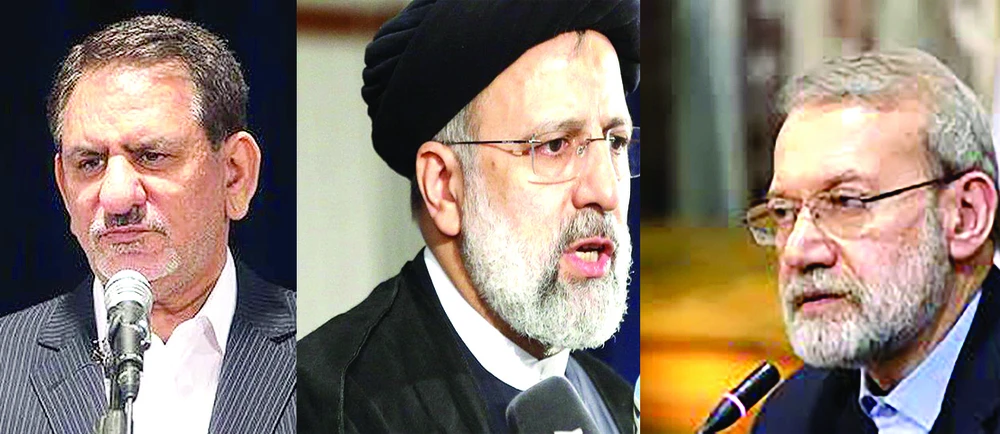 Các ứng viên tổng thống Iran: Eshaq Jahangiri, Ebrahim Raisi và Ali Larijani (từ trái qua phải)