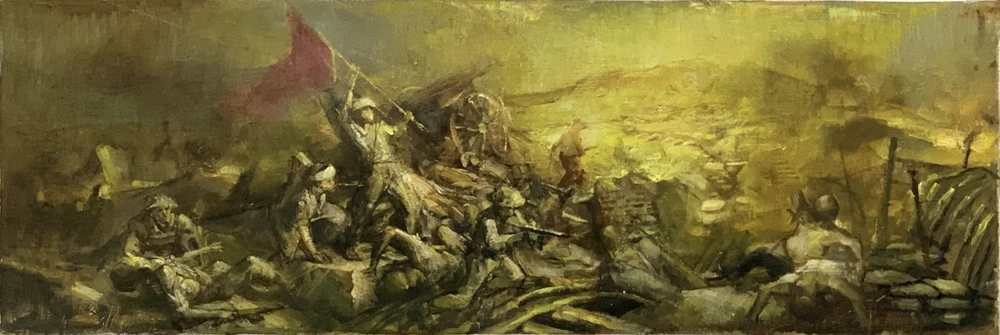 Trưng bày tranh sơn dầu khổ lớn về chiến thắng Điện Biên Phủ