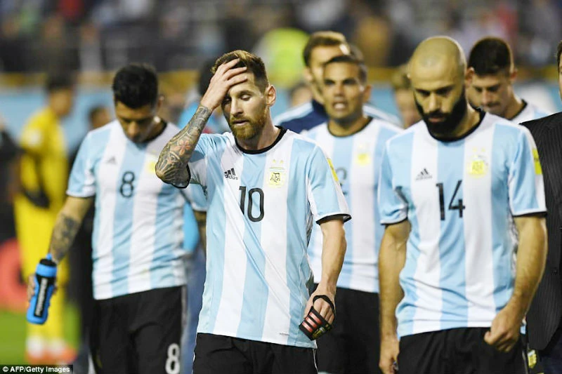 Nỗi thất vọng cùng cực của các ngôi sao Argentina. Ảnh: Getty Images 