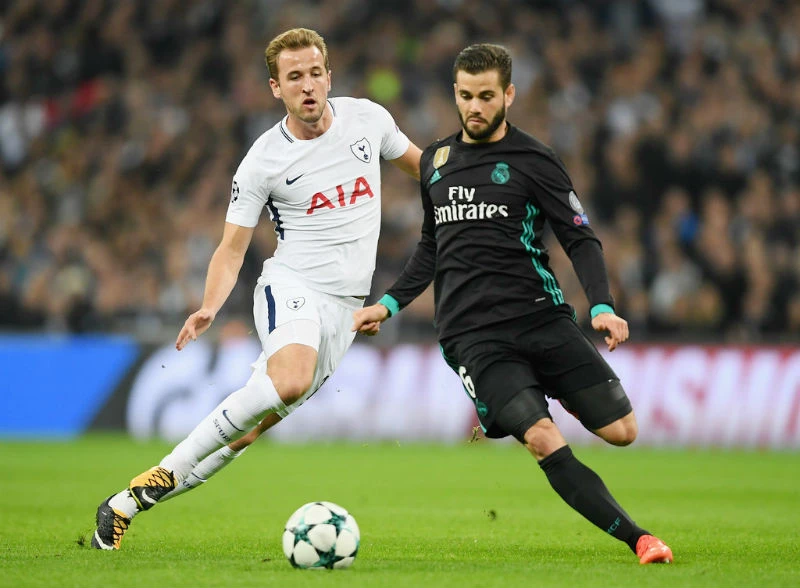 Harry Kane (trái) trong lần đối đầu Real Madrid ở Champions League mùa này. Ảnh: Getty Images 