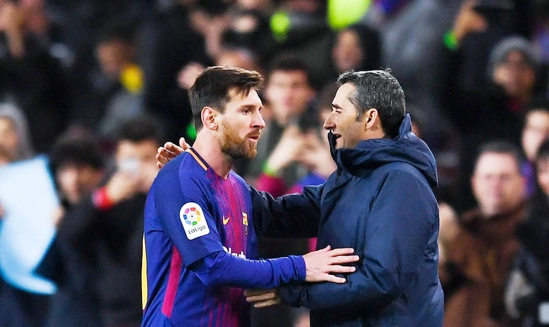 Messi và HLV Valverde đã khiến cho Celta có trận thua đậm. Ảnh: Getty Images