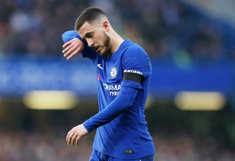 Eden Hazard không hài lòng khi chất lượng đội hình của Chelsea sa sút. Ảnh: Getty Images 