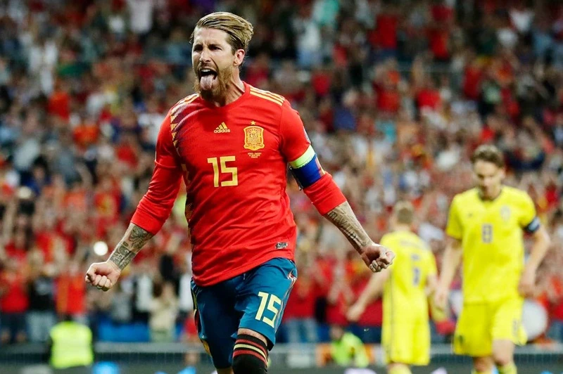 Sergio Ramos tiếp tục đà ghi bàn ấn tượng cùng La Roja. Ảnh: Getty Images