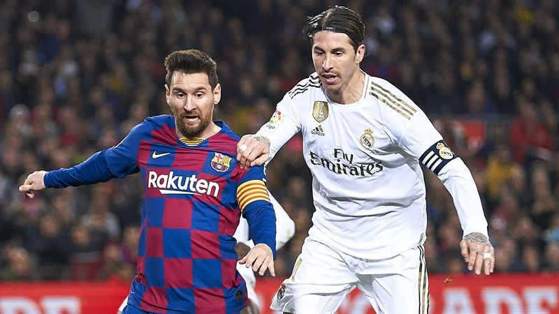 Sergio Ramos hy vọng Messi ở lại để giúp các trận Siêu kinh điển hấp dẫn hơn. Ảnh: Getty Images