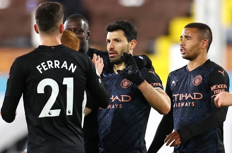 Sergio Aguero ghi bàn sau 14 tháng giúp Man.City thắng trận thứ 2 liên tiếp. Ảnh: Getty Images 
