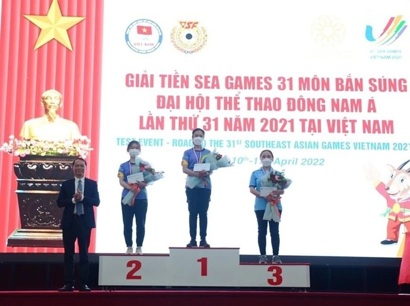 Đội bắn súng Việt Nam xếp nhất tại giải tiền SEA Games. Ảnh: sfs
