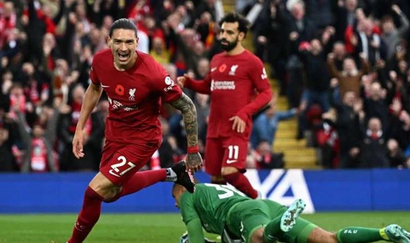 Darwin Nunez ghi cú đúp giúp Liverpool giành chiến thắng. Ảnh: Getty Images