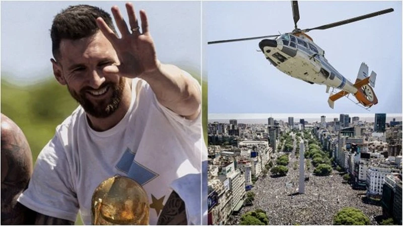Lionel Messi và đồng đội phải thoát khỏi lễ ăn mừng… bằng trực thăng.