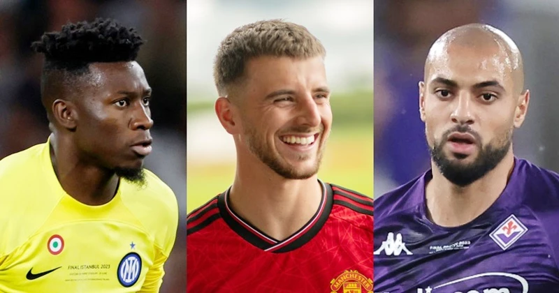 Sau Mason Mount (giữa) đã đến, thì thủ thành Andre Onana và tiền vệ Sofyan Amrabat là 2 mục tiêu tiếp theo của HLV Erik ten Hag.