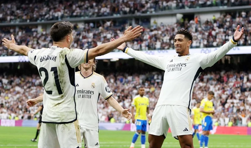 Hình ảnh Jude Bellingham ăn mừng này là tiêu biểu cho mùa giải thành công của Real Madrid.