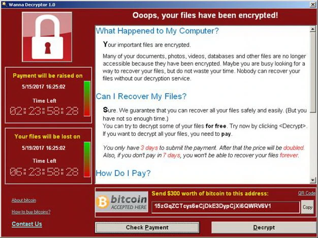 Thông báo hacker đòi tiền chuộc trên màn hình máy tính một công ty ở Mountain View, California, Mỹ, ngày 15-5-2017. Ảnh: Symantec