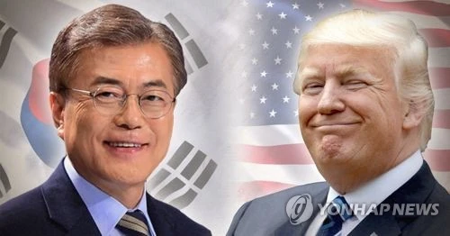 Tổng thống Hàn Quốc Moon Jae-in và Tổng thống Mỹ Donald Trump. Ảnh: YONHAP