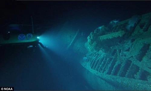 Xác tàu ngầm U-576 của phát xít Đức dưới đáy biển North Carolina. Ảnh: NOAA