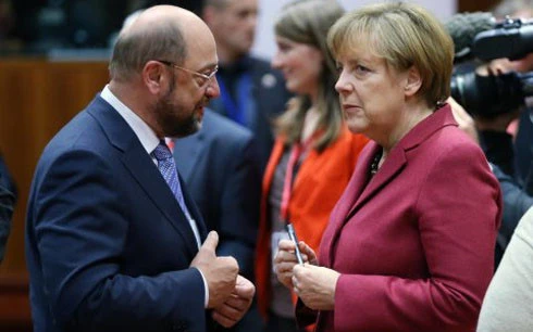 Hai ứng viên Martin Schulz và Angela Merkel trong cuộc đua vào chức Thủ tướng Đức. Ảnh: Business Insider