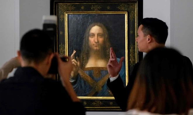 Bức họa "Đấng Cứu thế" của Leonardo da Vinci được bán đấu giá ngày 15-11 ở New York, Mỹ. Ảnh: GETTY