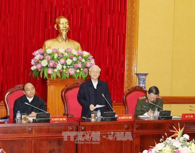 Tổng Bí thư Nguyễn Phú Trọng phát biểu tại phiên họp. Ảnh: TTXVN