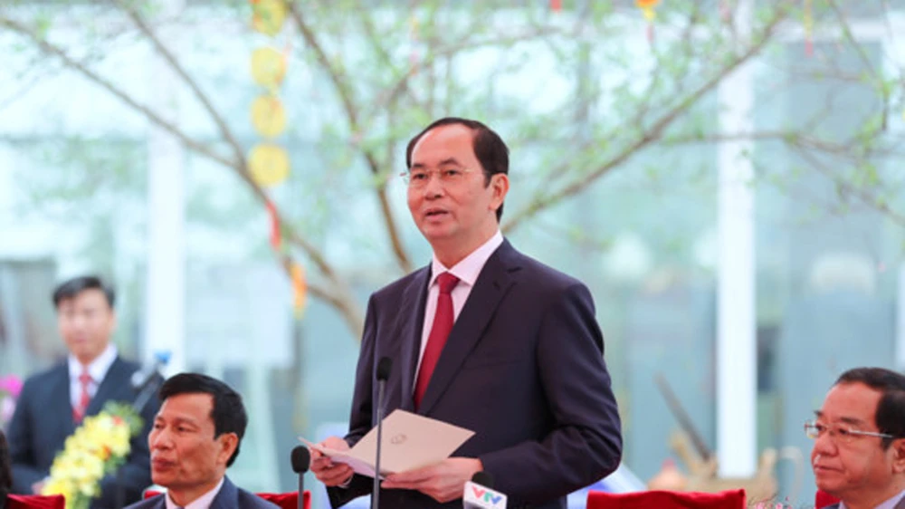 Chủ tịch nước Trần Đại Quang phát biểu tại ngày hội. Ảnh: TOQUOC.VN