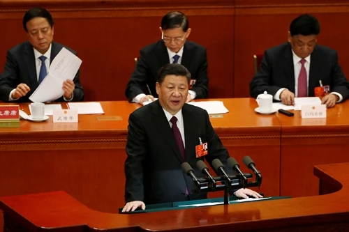 Chủ tịch Trung Quốc Tập Cận Bình phát biểu trước quốc hội ngày 20-3. Ảnh: REUTERS