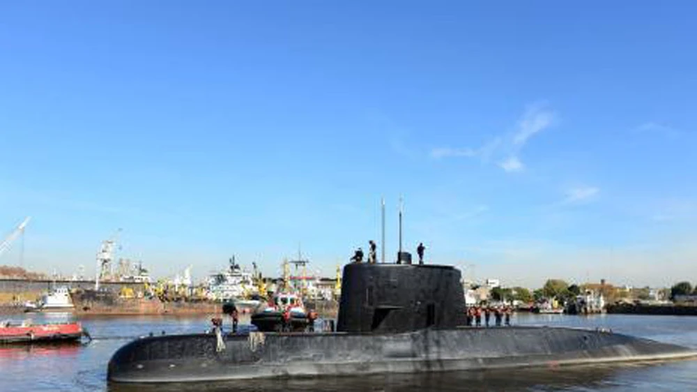Tàu ngầm ARA San Juan của Argentina trong ảnh chụp ngày 2-6-2014. Ảnh: THX/TTXVN