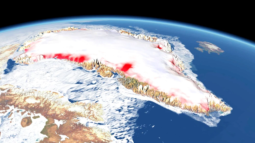 Ảnh chụp vệ tinh về tốc độ tan chảy băng ở Greenland của NASA