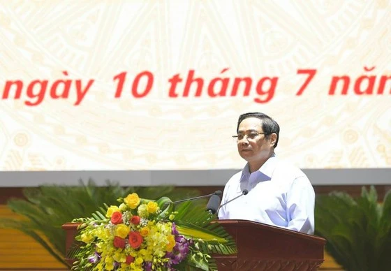 Thủ tướng Phạm Minh Chính phát biểu tại lễ phát động tiêm vaccine Covid-19. Ảnh: VIẾT CHUNG