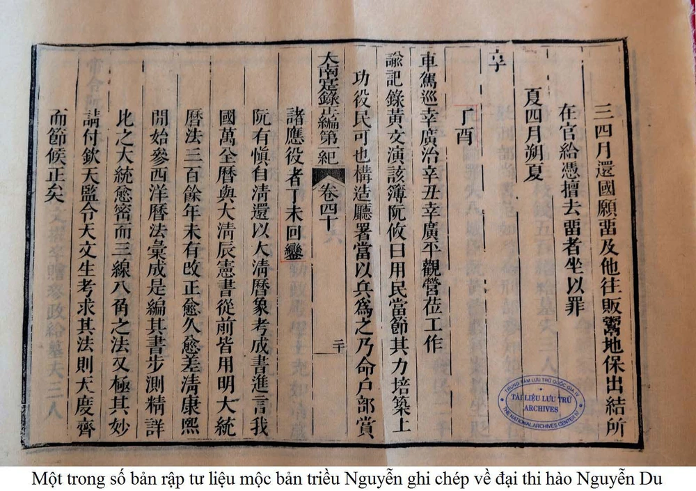 Sưu tập bản rập tư liệu mộc bản triều Nguyễn ghi chép về Đại thi hào Nguyễn Du