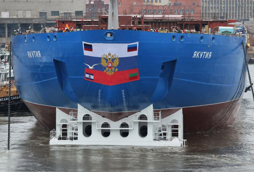 Nga đã hạ thủy tàu phá băng chạy bằng năng lượng hạt nhân mới nhất Yakutia. Ảnh: REUTERS