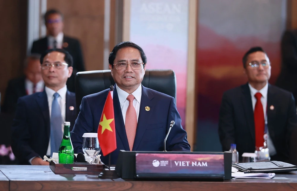 Thủ tướng Phạm Minh Chính tham dự Phiên Đối thoại giữa các lãnh đạo ASEAN và ABAC. Ảnh: TTXVN