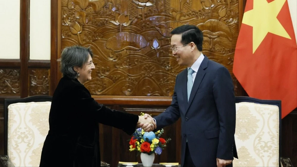 Chủ tịch nước Võ Văn Thưởng tiếp Đại sứ Tây Ban Nha tại Việt Nam Pilar Méndez Jiménez. Nguồn: VOV