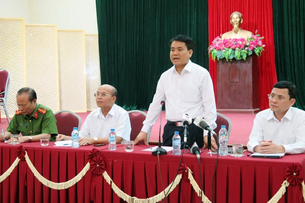 Chủ tịch Ủy ban Nhân dân thành phố Hà Nội Nguyễn Đức Chung phát biểu. Ảnh: TTXVN