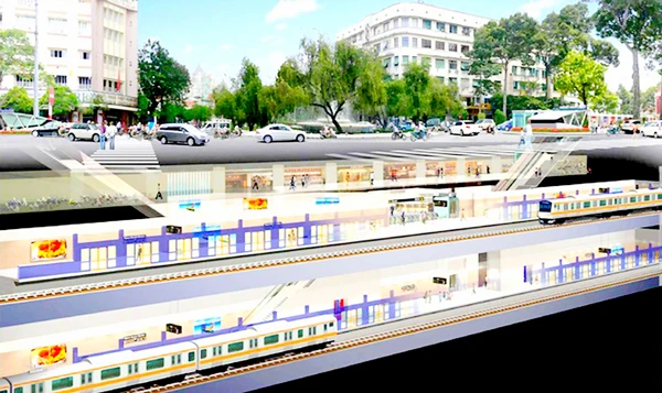 Phối cảnh ga ngầm tuyến metro Bến Thành - depot Long Bình. (ảnh: Ban quản lý Đường sắt đô thị TPHCM)