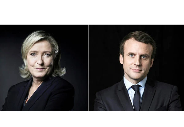 Hai ứng cử viên tổng thống Pháp - bà Marine Le Pen và ông Emmanuel Macron - Ảnh: Le point