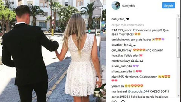 Thủ thành Ter Stegen và Daniela Jehle khoe ảnh cưới trên mạng xã hội.
