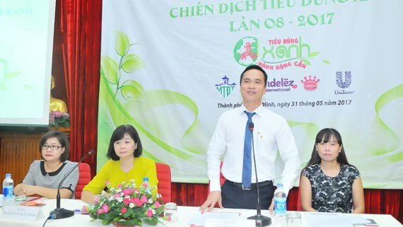 Tổng Giám đốc Sài Gòn Coop Nguyễn Thành Nhân cung cấp thông tin về chiến dịch Tiêu dùng sản phẩm xanh lần 8