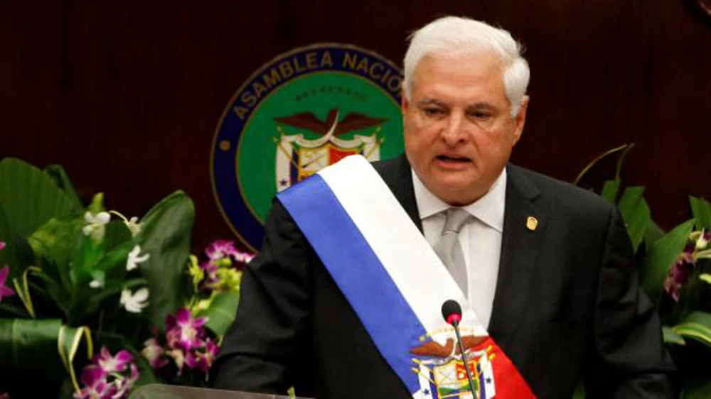 Ông Ricardo Martinelli phát biểu tại Quốc hội Panama ở Panama City ngày 1-7-2013, lúc đương chức Tổng thống Panama. Ảnh: REUTERS