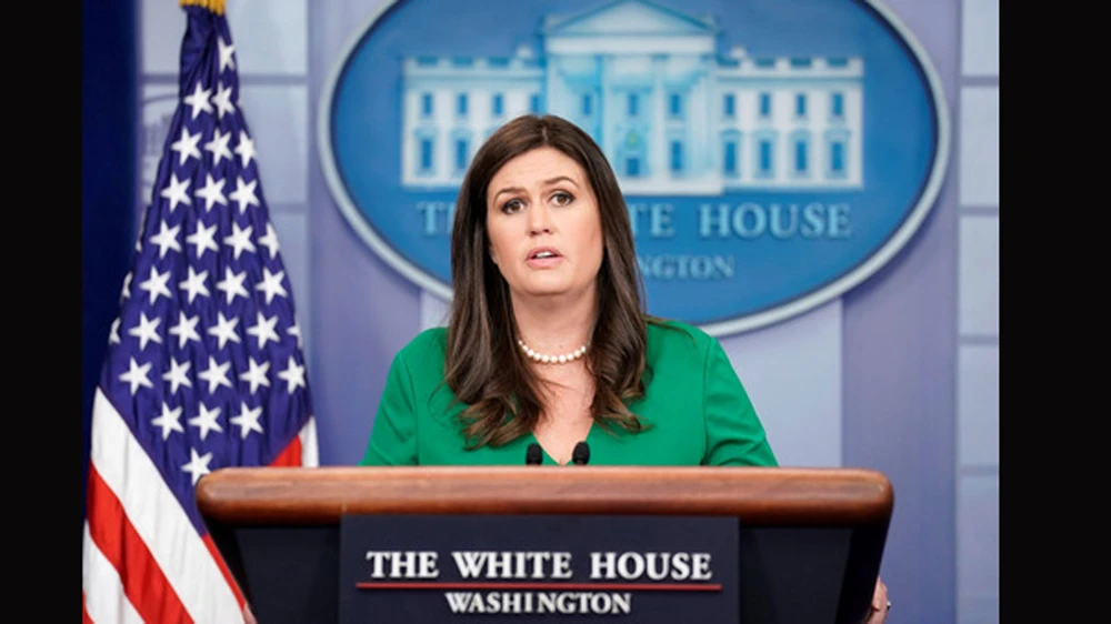 Người phát ngôn Nhà Trắng Sarah Sanders. Ảnh: Reuters