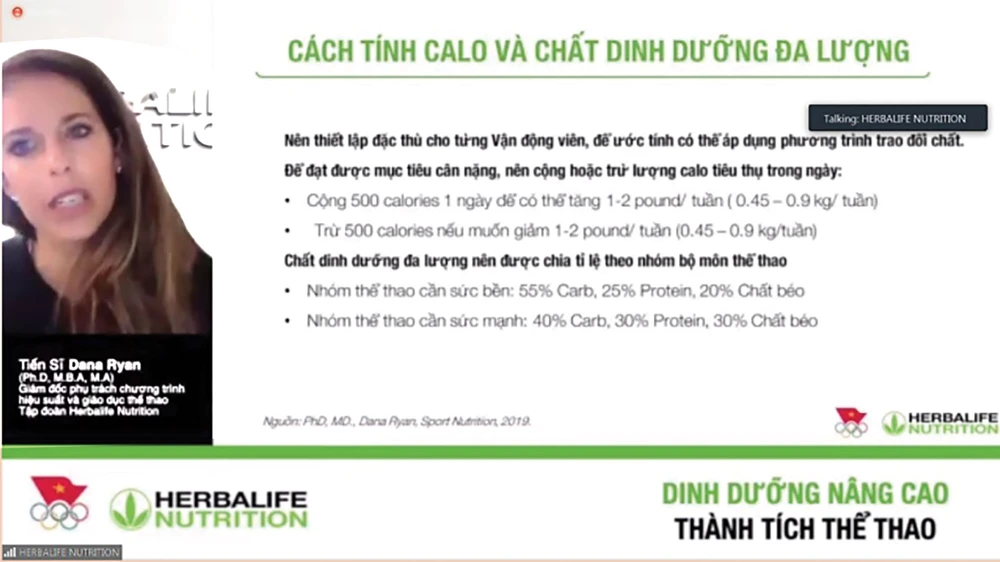 Herbalife Việt Nam tổ chức huấn luyện dinh dưỡng thể thao trực tuyến