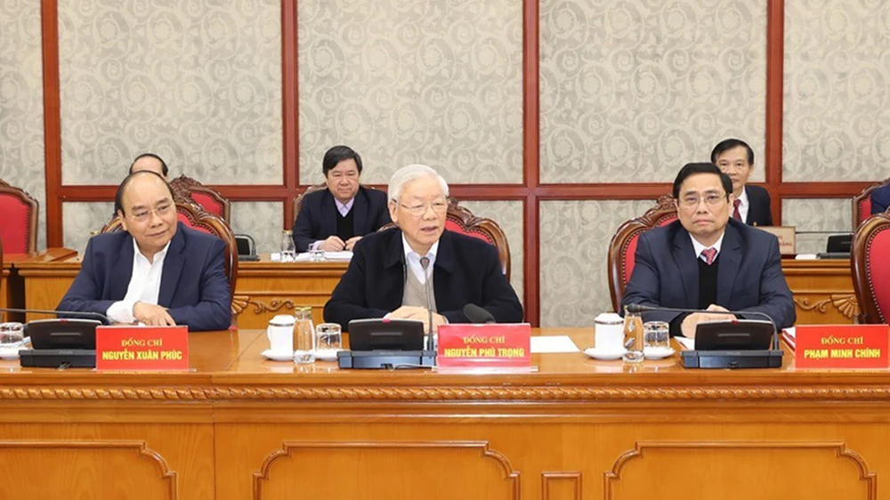 Tổng Bí thư, Chủ tịch nước Nguyễn Phú Trọng phát biểu kết luận phiên họp. Ảnh: TTXVN